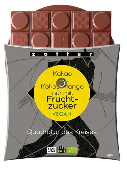 Dunkle Schoko mit Kokos-Mango nur mit Fruchtzucker