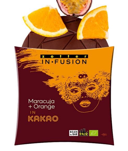 Maracuja und Orange in Kakao